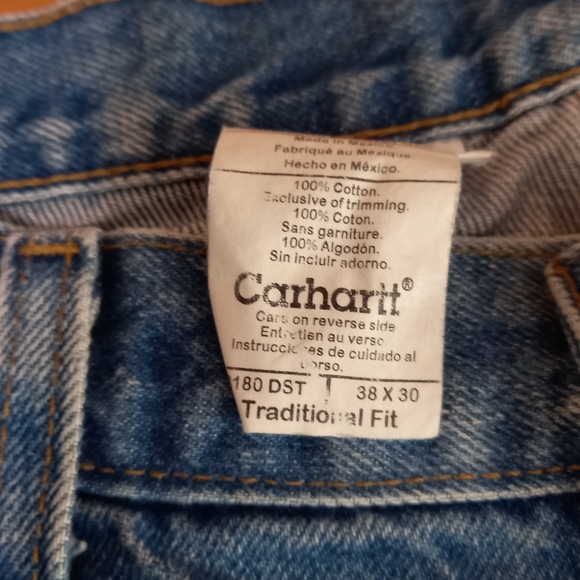Carhartt Men's Traditional Fit Blue Denim Distressed Jeans Size 38×30 - Picture 2 of 8